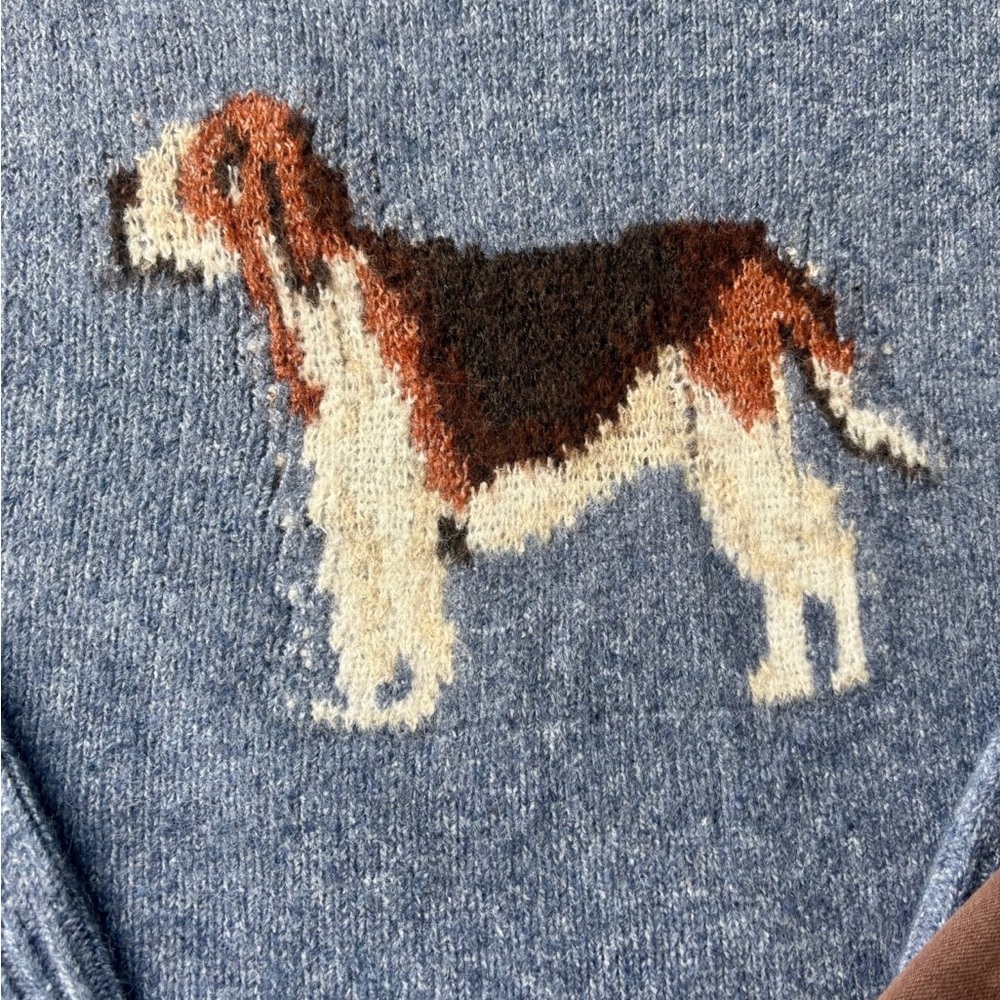 Cozy Blue Hound Dog Oversized Crewneck Sweater - Picture 4 of 7
